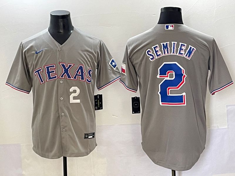 Men 2025 Texas Rangers #2 Semien Grey Game Nike MLB Jersey style 5